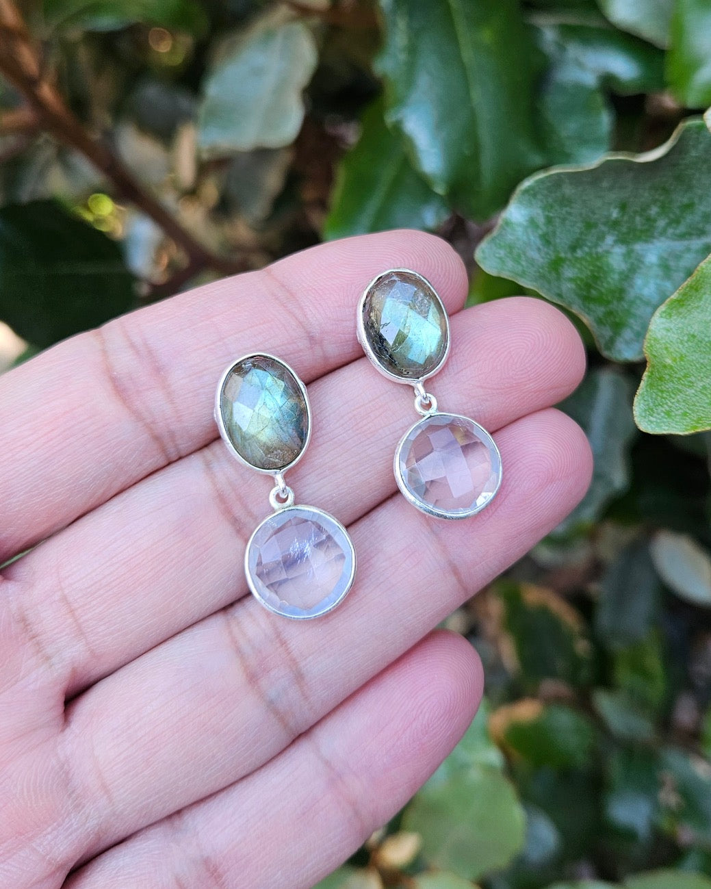 Labradorite & Rose Quartz Earrings