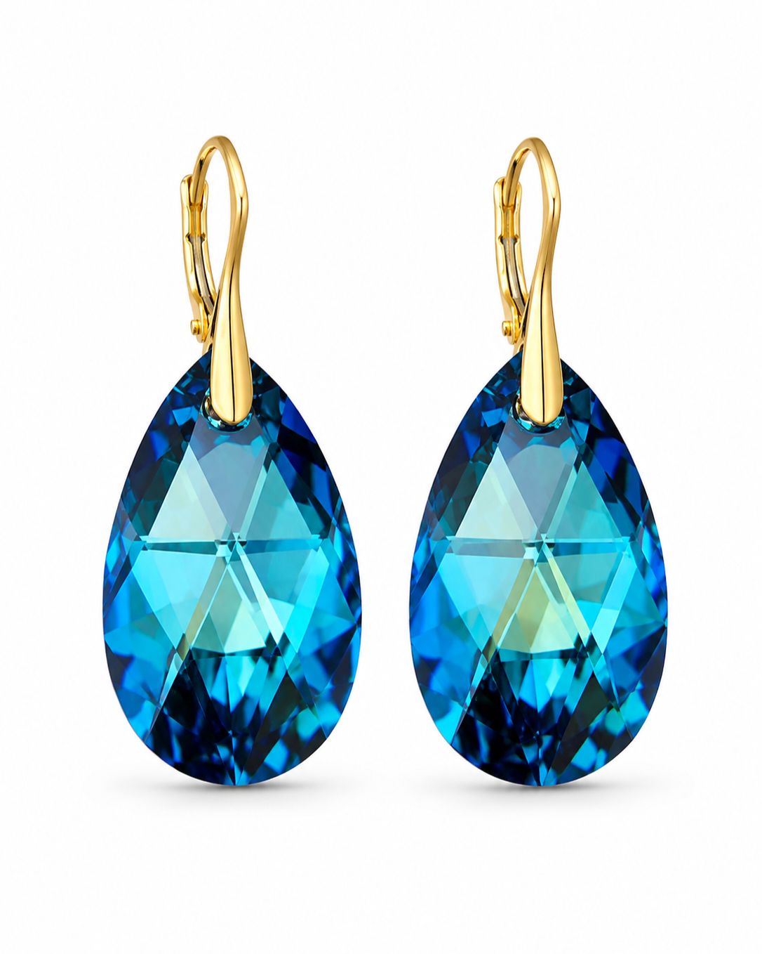 Swarovski Elements Oorbellen Bermuda Blue 28mm