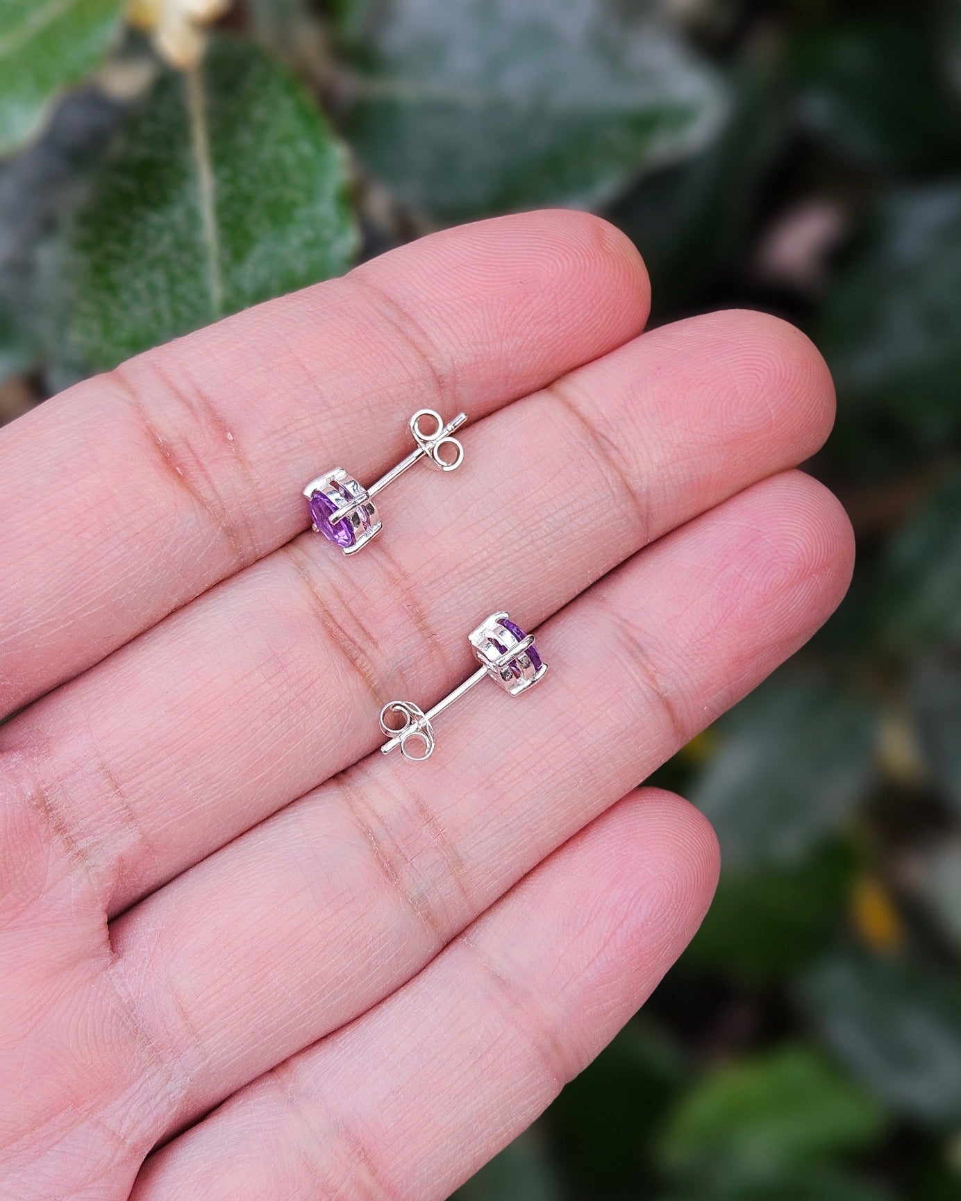 Amethyst Stud Earrings Hestia