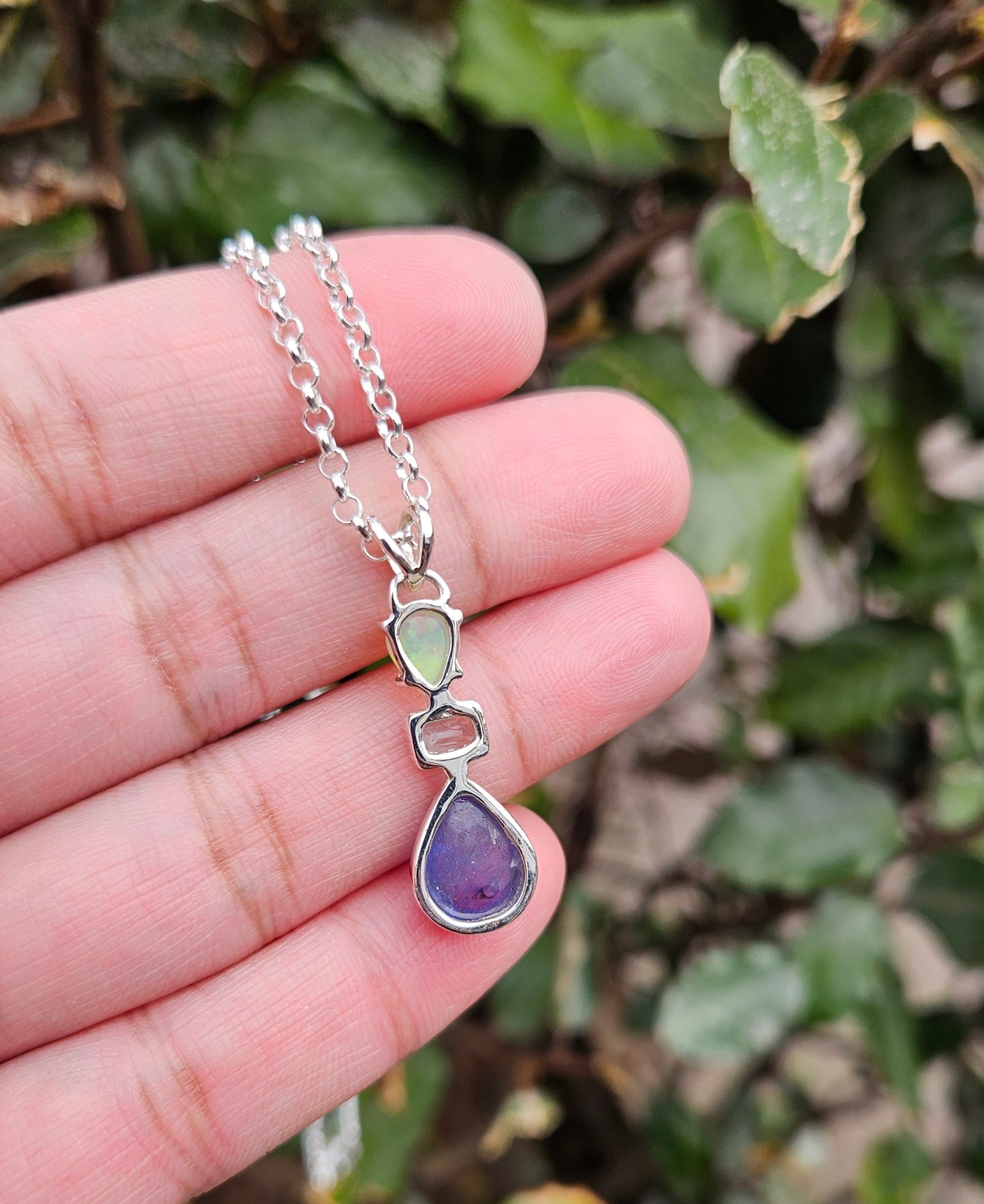 Opaal Blauw Topaas Tanzaniet Ketting Indigo