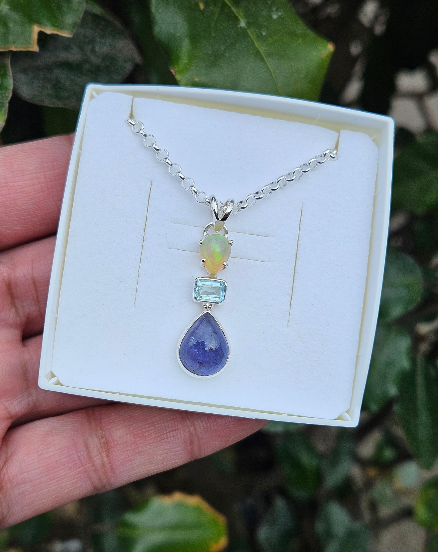 Opaal Blauw Topaas Tanzaniet Ketting Indigo