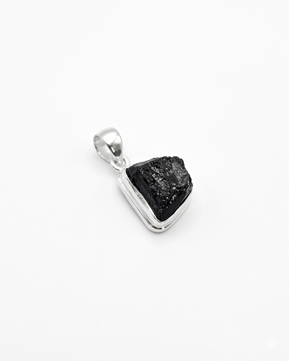 Raw Black Tourmaline Pendant Tova