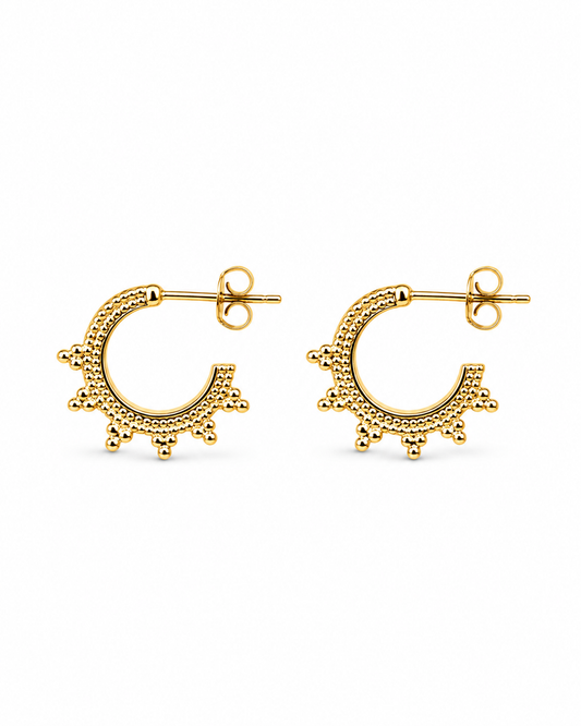Gold-Plated Sterling Silver Bali Half Hoop Earrings