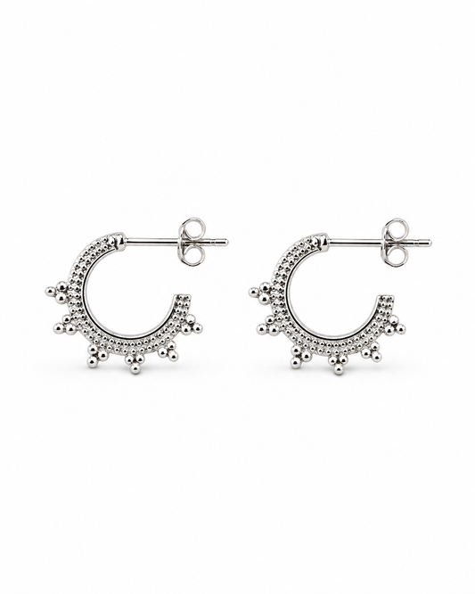 Silver Half Hoop Earrings Bali