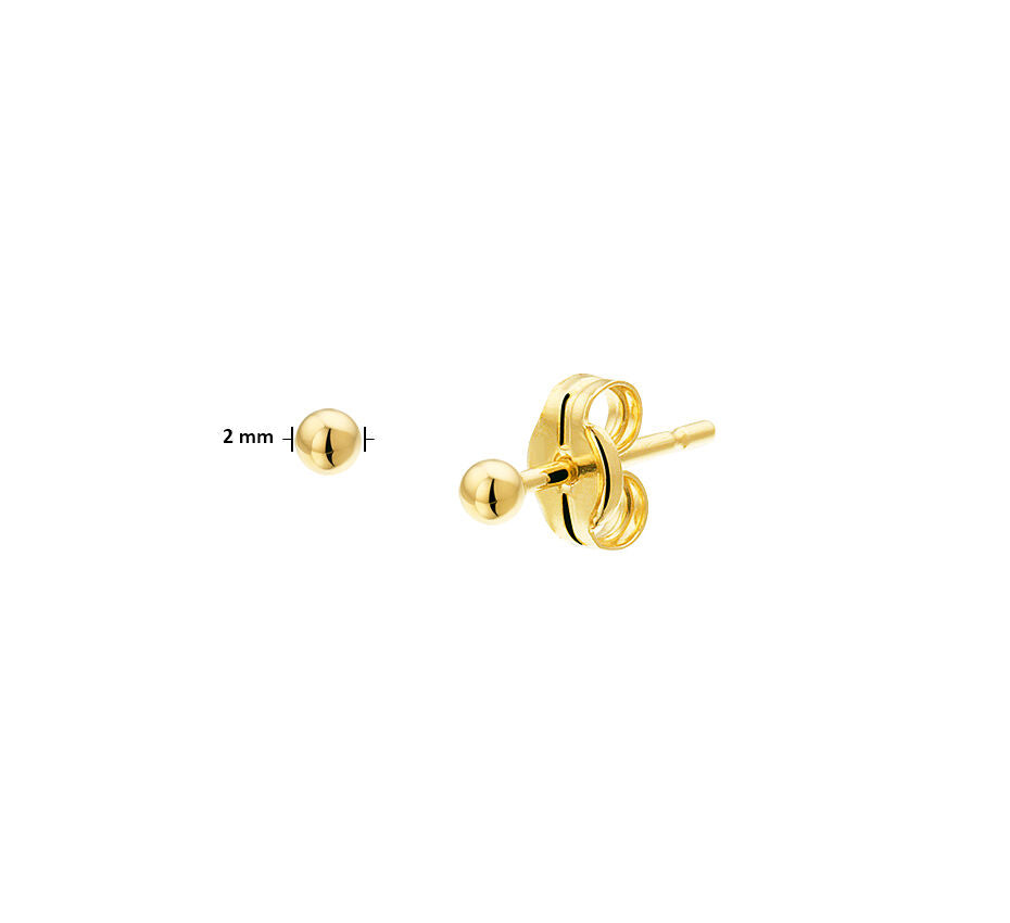 9K Gouden Bolletjes Oorknoppen 2mm Rome