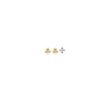 9K Gouden Drie Stippen Oorknoppen Milaan