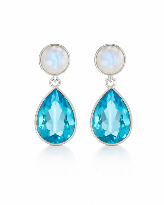Moonstone And Blue Topaz Drop Earrings Vivienne
