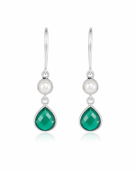 Freshwater Pearl And Onyx Earrings Kaia