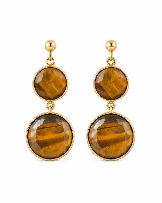 Gold-Plated Tiger Eye Althea Earrings