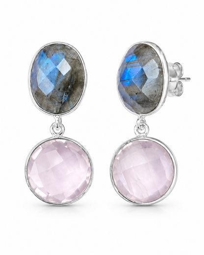 Labradorite & Rose Quartz Earrings