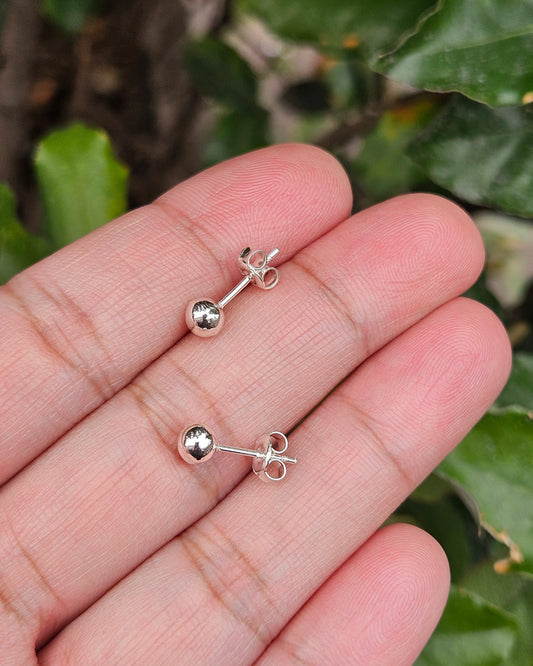 Silver Ball Stud Earrings 5mm