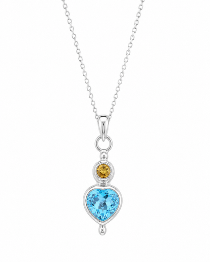 Blue Topaz and Citrine Necklace Sayaka