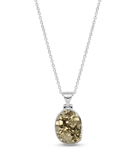 Oval Pyrite Drusy Necklace