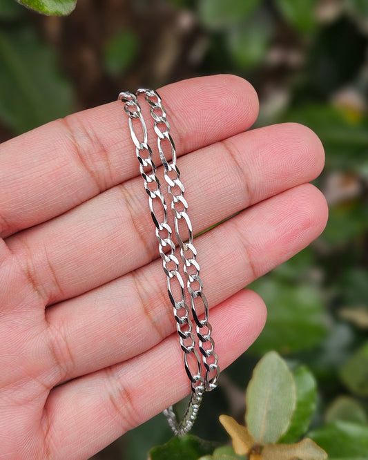 Rhodium Plated Silver Figaro Necklace Jaro