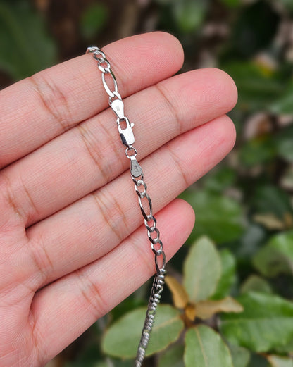 Rhodium Plated Silver Figaro Necklace Jaro