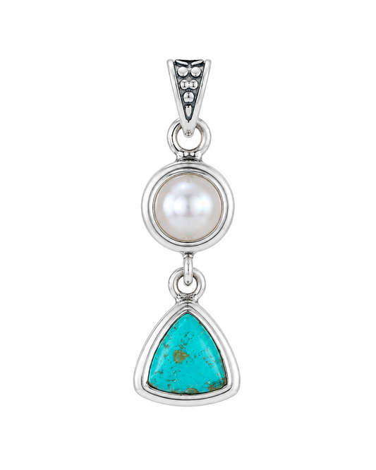 Freshwater Pearl and Turquoise Pendant Azure Pearl