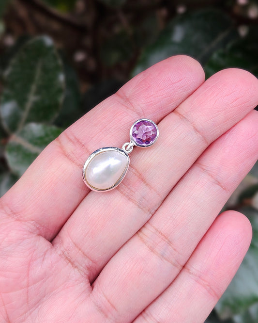 Zoetwaterparel en Amethist Hanger Virelle