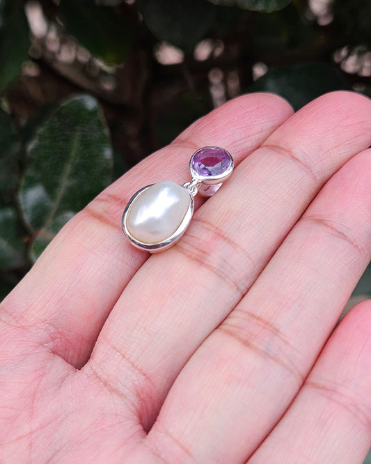 Zoetwaterparel en Amethist Hanger Virelle