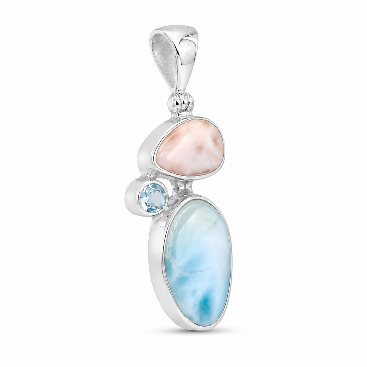 Larimar Blauw Topaas en Roze Natroliet Hanger Samitha