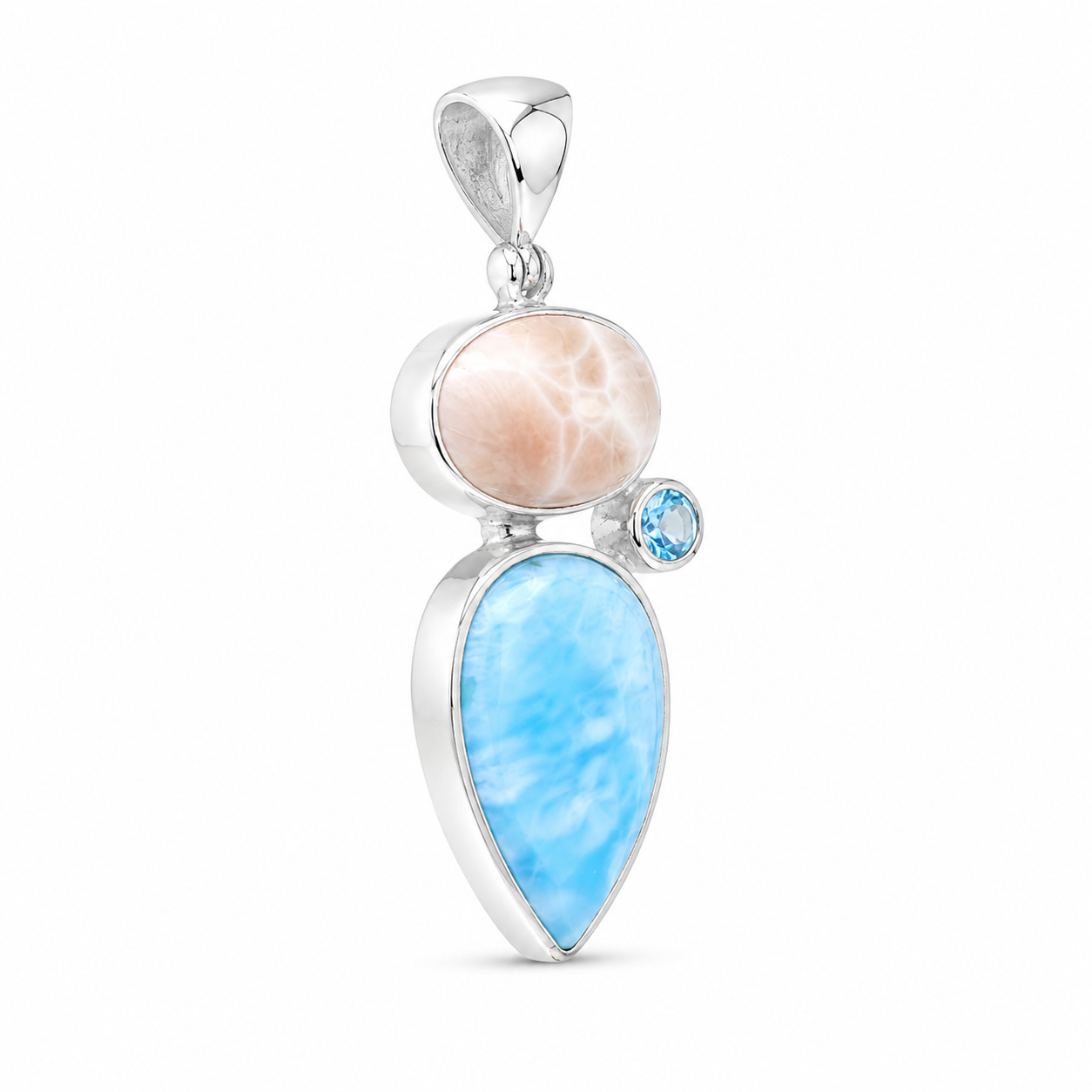 Larimar Blauw Topaas en Roze Natroliet Hanger Anagi