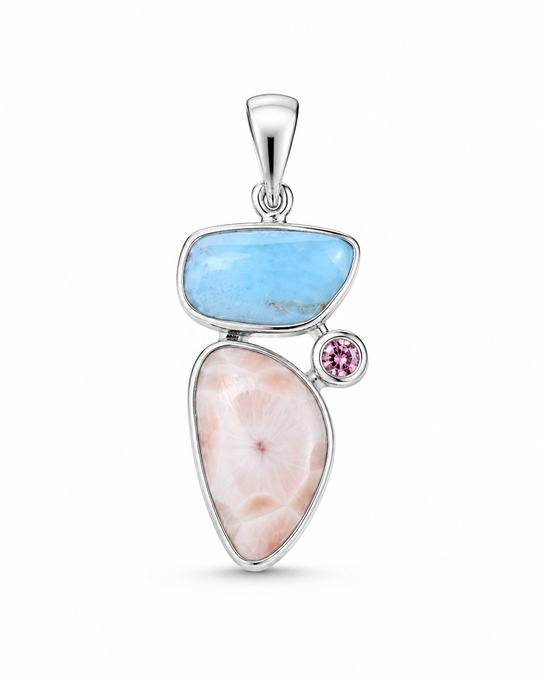 Larimar Roze Toermalijn en Roze Natroliet Hanger Akasha