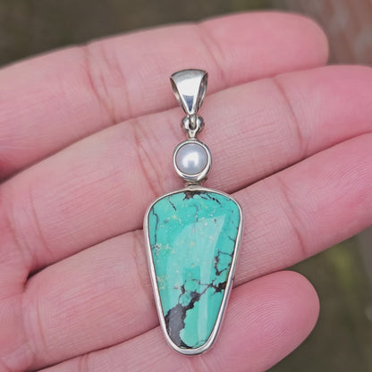 Turquoise En Zoetwaterparel Hanger Hexian