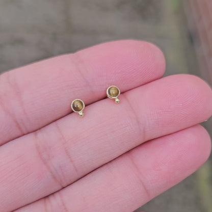 Gold Plated Tiger's Eye Stud Earrings Kumi