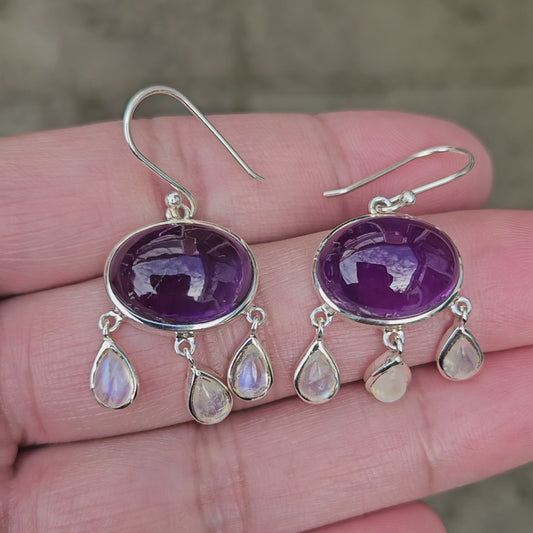 Amethyst And Moonstone Earrings Amritaya